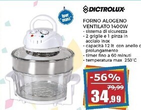 Happy Casa Dictrolux forno alogeno ventilato 1400w offerta