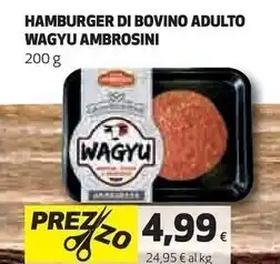 Coop Ambrosini hamburger di bovino adulto wagyu offerta