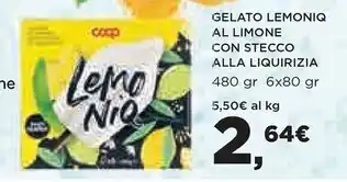 Coop gelato lemoniq al limone con stecco alla liquirizia