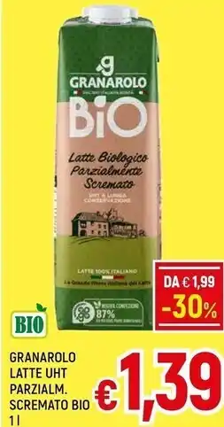 A&O Granarolo latte uht parzialm. scremato bio offerta