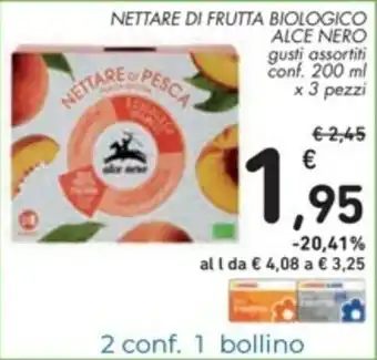 Spazio Conad Alce Nero Nettare di Frutta Biologico 200ml x 3 pezzi offerta