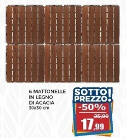 6 mattonelle in legno di acacia