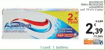 Spazio Conad Aquafresh Dentifricio Tripla Protezione 75ml x 2 pezzi offerta