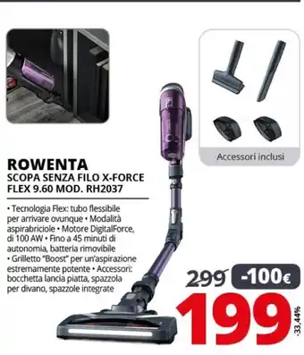 Comet Rowenta scopa senza filo x - force flex 9.60 mod . rh2037 offerta