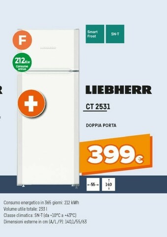 Expert Liebherr CT 2531 Frigorifero Con Congelatore Libera Installazione Bianco 233 L A++ offerta