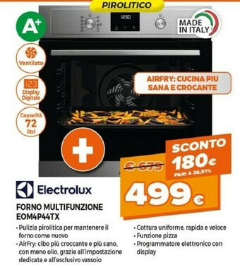 Expert Electrolux EOM4P44TX Forno Elettrico 72 L 2960 W Acciaio Inossidabile A+ offerta