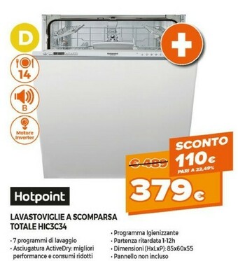 Expert Hotpoint HIC 3C34 Lavastoviglie A Scomparsa Totale 14 Coperti D offerta
