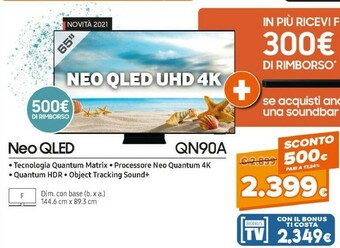 Expert Samsung QN90A 165,1 Cm (65") 4K Ultra HD Smart TV Wi-Fi Nero offerta