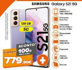 Expert Samsung Galaxy S21 5G 128 GB Display 6.2" Dynamic AMOLED 2X Phantom Pink offerta
