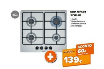 Expert Bosch Bosch Serie 4 PGP6B5B85 piano cottura Acciaio inossidabile Da incasso 58 cm Gas 4 Fornello(i) offerta