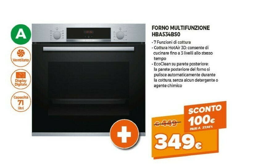 Bosch Serie 4 HBA534BS0 Forno Forno Elettrico 71 L Acciaio Inossidabile A  offerta di Expert