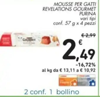 Spazio Conad Purina Gourmet Mousse per Gati Revelations 57g x 4 pezzi offerta