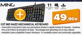 Trust GXT 863 Mazz Tastiera USB Nero