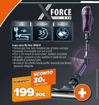 Expert Rowenta X-Force RH9639 XFORCE FLEX 8.60 Allergy, Scopa Ricaricabile, Aspirapolvere Con Tubo Flessibile Per Raggiungere Ogni P offerta