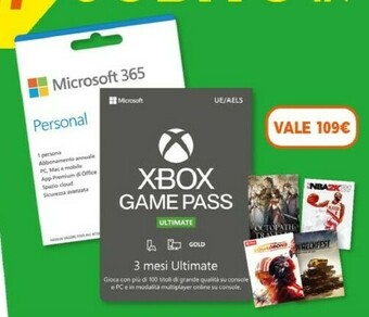 Expert Microsoft 365 Perosnal + Xbox Game Pass offerta