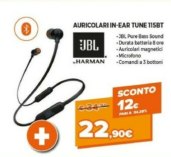 Expert Jbl Tune 115BT Cuffia Auricolare Nero offerta