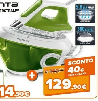 Expert Rowenta VR8215 Ferro Da Stiro A Caldaia 2200 W 1,5 L Verde, Bianco offerta