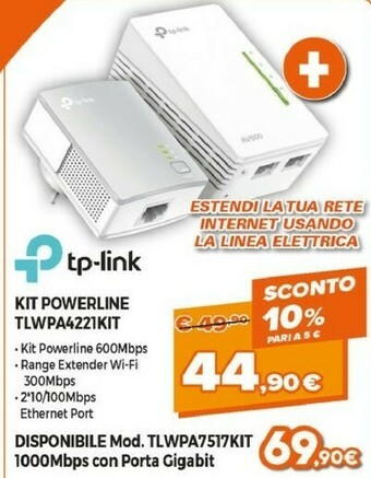 Expert TP-LINK TL-WPA4221 KIT V4 Adattatore Di Rete PowerLine 300 Mbit/s Collegamento Ethernet LAN Wi-Fi Bianco 2 Pezzo(i) offerta