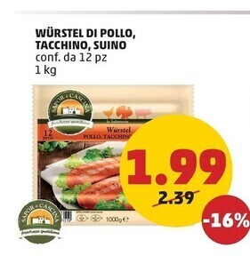 PENNY Sapor di cascina wurstel di pollo offerta