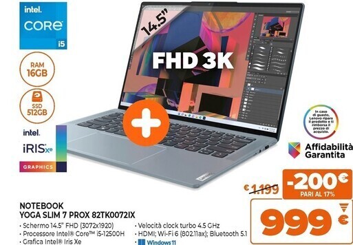 Expert Lenovo notebook yoga slim 7 prox 85tk0072ix offerta