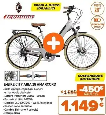 Expert Legnano e-bike city aria 28 amarcord offerta