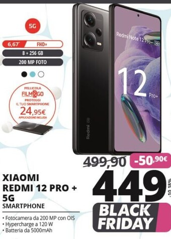 Xiaomi redmi note 12 pro+ 5g 16,9 cm (6.67) doppia sim android 12 usb tipo-c 8 gb 256 gb 5000 mah blu