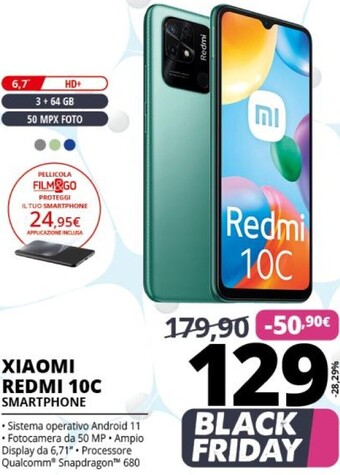 Comet Xiaomi redmi 10c 17 cm (6.71) doppia sim android 11 4g usb tipo-c 3 gb 64 gb 5000 mah verde offerta