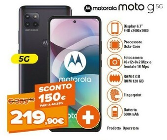 Expert Motorola Moto G 5G 17 Cm (6.7") Android 10.0 USB Tipo-C 6 GB 128 GB 5000 MAh Grigio offerta