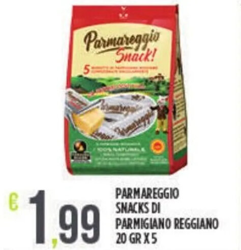 Euroesse PARMAREGGIO SNACKS DI PARMIGIANO REGGIANO 20 GR X5 offerta