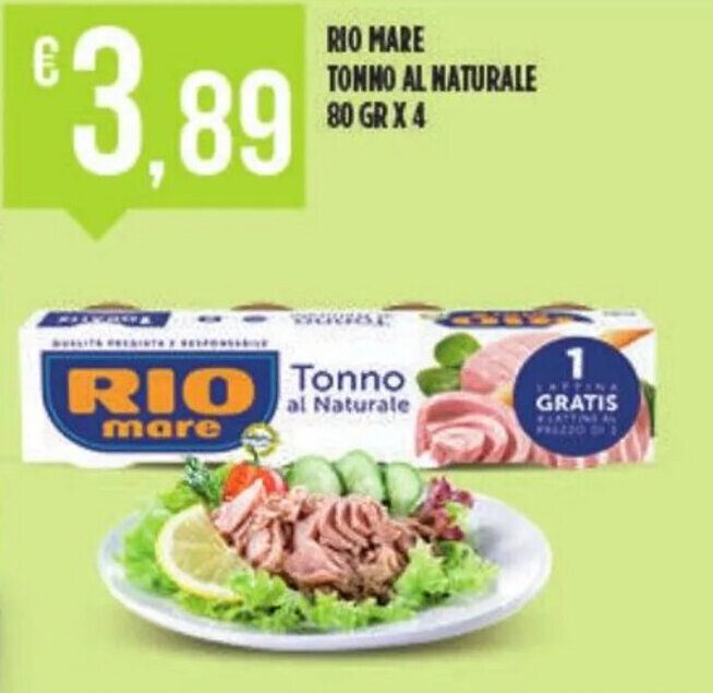 Euroesse RIO MARE TONNO AL NATURALE 80 GR X 4 offerta