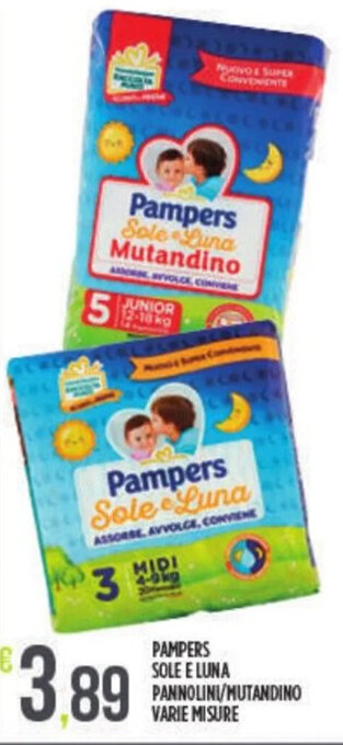 Euroesse PAMPERS SOLE E LUNA PANNOLINI/MUTANDINO VARIE MISURE offerta