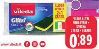 Euroesse VILEDA GLITZI FIBRA VERDE+ SPUGNA 2 PEZZI+1 GRATIS offerta