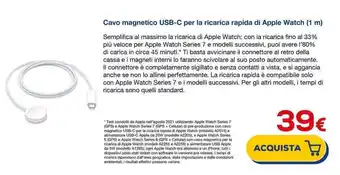 Cavo magnetico USB-C per la ricarica rapida di Apple Watch (1 m)