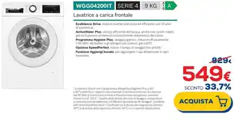 Bosch Lavatrice a carica frontale WGG042001T SERIE 4 9 KG