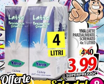 YMA LATTE PARZIALMENTE SCREMATO 4x 1 LITRO