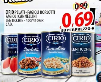 Il Genio Supermercato CIRIO PELATI-FAGIOLI BORLOTTI FAGIOLI CANNELLINI LENTICCHIE-400/410 GR offerta
