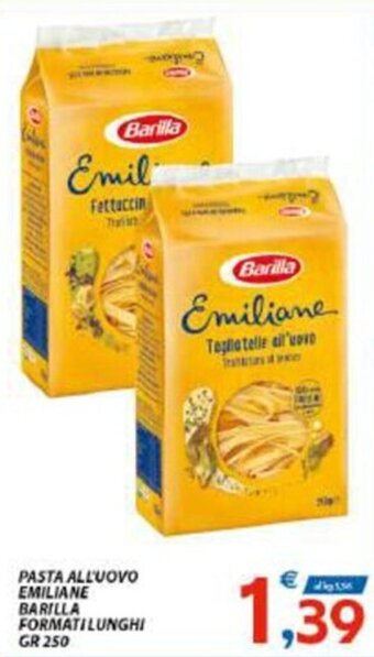 Vivo Supermercati PASTA ALL'UOVO EMILIANE BARILLA FORMATILUNGHI GR 250 offerta