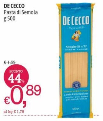 A&O DE CECCO Pasta di Semola g 500 offerta