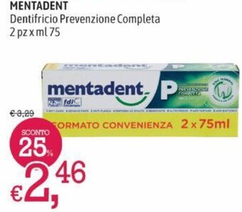 A&O MENTADENT Dentifricio Prevenzione Completa 2 pz x ml 75 offerta