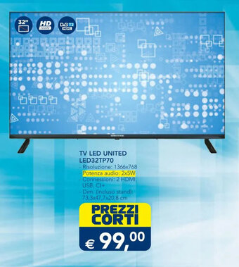 Esselunga TV LED UNITED LED32TP70 offerta