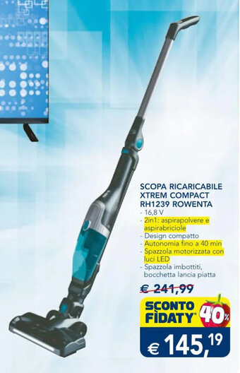 Esselunga SCOPA RICARICABILE XTREM COMPACT RH1239 ROWENTA offerta