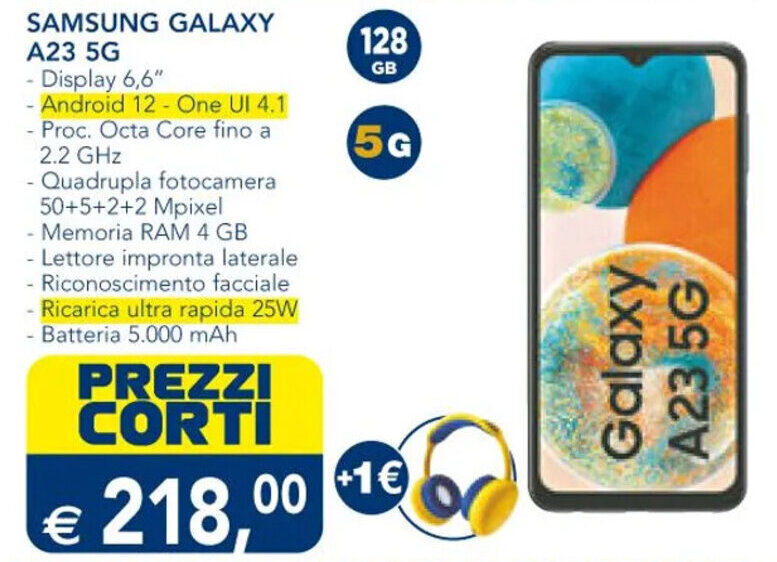 Esselunga SAMSUNG GALAXY A23 5G offerta