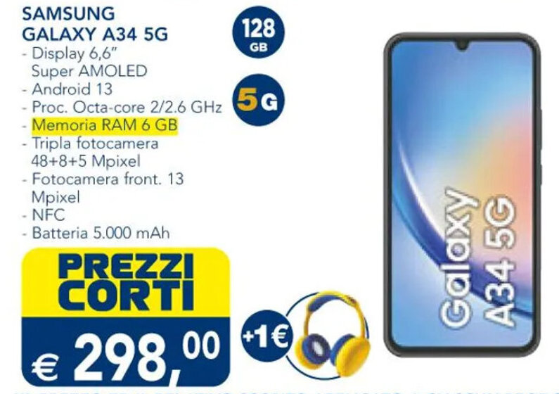 Esselunga SAMSUNG GALAXY A34 5G offerta