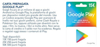 Esselunga CARTA PREPAGATA GOOGLE PLAY offerta