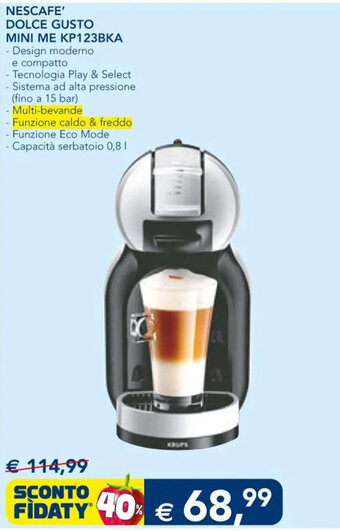 Esselunga NESCAFE' DOLCE GUSTO MINI ME KP123BKA offerta