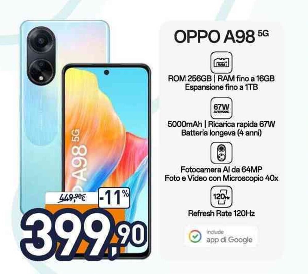 Unieuro OPPO A98 5G offerta