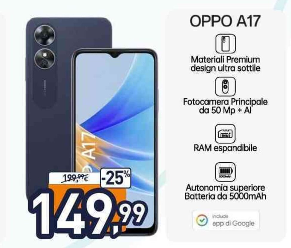 Unieuro OPPO A17 offerta