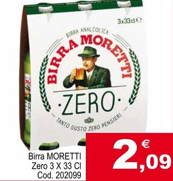 Centro Cash Birra MORETTI Zero 3 X 33 CI offerta