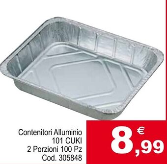 Contenitori Alluminio 101 CUKI 2 Porzioni 100 Pz