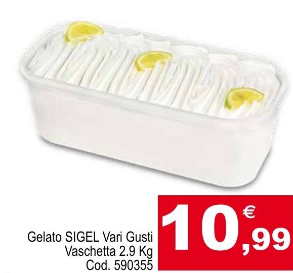 Centro Cash Gelato SIGEL Vari Gusti Vaschetta 2.9 Kg offerta